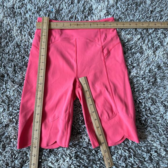 Free People FP Movement Coral Pink Petal Pusher Scalloped Biker Bike Shorts XS - Picture 10 of 11